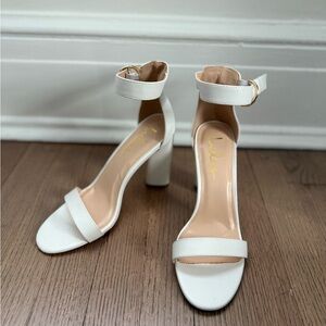 Lulu's Chic White Ankle Strap Heels